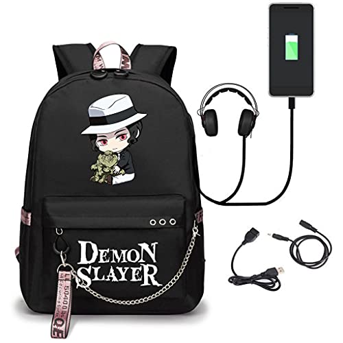 SodaMeow Demon Backpack Anime Bag Kimetsu no Yaiba Nezuko Casual Backpack Slayer with USB Charging Port, Free Keychain (B-Muzan)