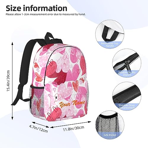 Personalized Custom Children's School Backpack, Name Customization, Men's And Women's Styles, Cartoon Dinosaurs, Hearts, Letters Patterns Outdoor Travel Custom Gift Backpack Casual Backpack (4)