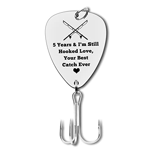 5 Year Anniversary Hook Gift Wedding Anniversary Fishing Lure Gifts for Him Her Fisherman Gifts for Husband Boyfriend 5th Year Couple Anniversary Hook Gifts Birthday Christmas Valentines Day Gifts