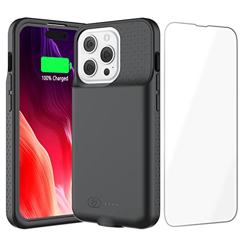 GIN FOXI Battery Case for iPhone 14/14Pro/13/13Pro, Real 7000mAh Ultra-Slim Battery Charging Case Rechargeable Anti-Fall Protection Battery Charger Charger for iPhone 14 Pro/14/13/13Pro(6.1 inch)