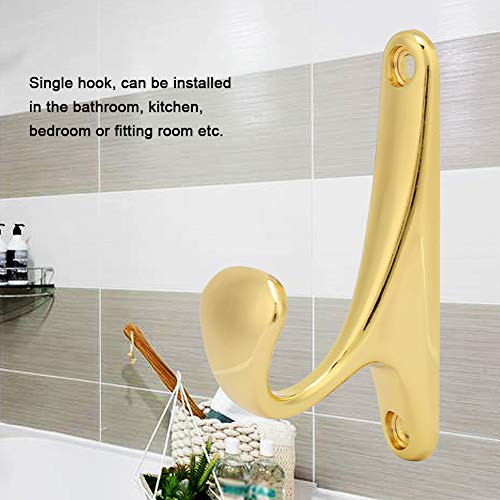 Metal Toilet Hook, Single Hook Wall Door Hanger for Hanging Clothes Hat Coat Bag Key Bathroom(Gold)