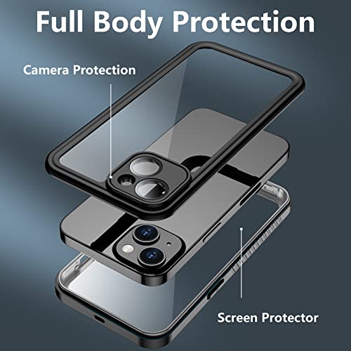 AMILIFECASES Clear iPhone 14 Plus Case,with Screen Protector,Waterproof iPhone 14 Plus Protective Case for Men Women,Apple iPhone 14 Plus Phone Case Heavy Duty Shock Proof