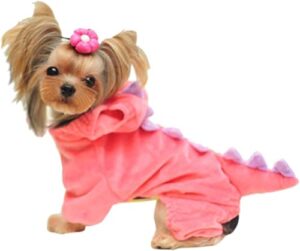 hotumn dinosaur dog halloween costume pet dino hoodie for small dogs (x-small, pink)
