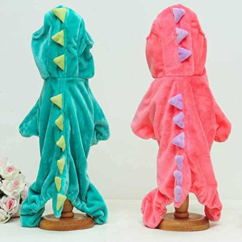 Hotumn Dinosaur Dog Halloween Costume Pet Dino Hoodie for Small Dogs (X-Small, Pink)