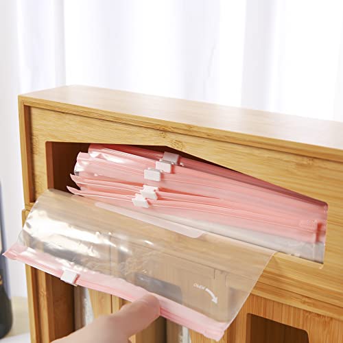 Baggie Organizer For Drawer | Bamboo Storage Containers, Fits Gallon Ziploc Bags, Saran Wrap, Foil Aluminum Roll, Plastic Bag Organizer | Kitchen Storage Containers Drawer Organizer Kitchen Utensils