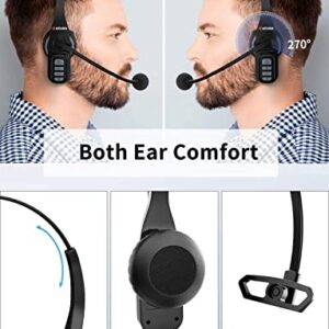 Arama Bluetooth Headset with Microphone, Trucker Bluetooth Headset with Noise Cancelling & Mute Button, Wireless On-Ear Headphones 22 Hrs Working Time, for Trucker Home Office Remote Work Zoom