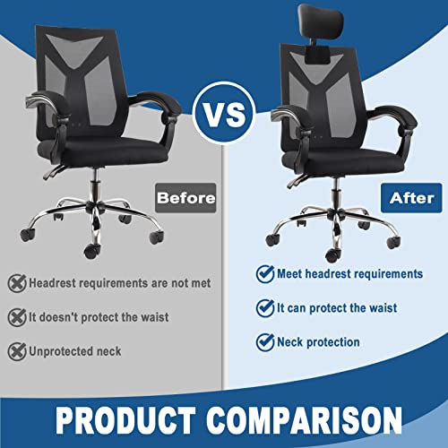 Adjustable Headrest for Office Chair, Universal Chair Head Neck Support Cushion Attachment Elastic Sponge Nylon Frame Head Rest Detachable Upholstered for Ergonomic Chair,Headrest Only (Black3.0)