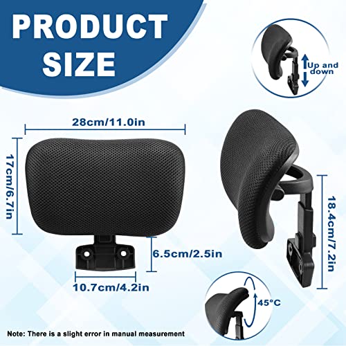 Adjustable Headrest for Office Chair, Universal Chair Head Neck Support Cushion Attachment Elastic Sponge Nylon Frame Head Rest Detachable Upholstered for Ergonomic Chair,Headrest Only (Black3.0)