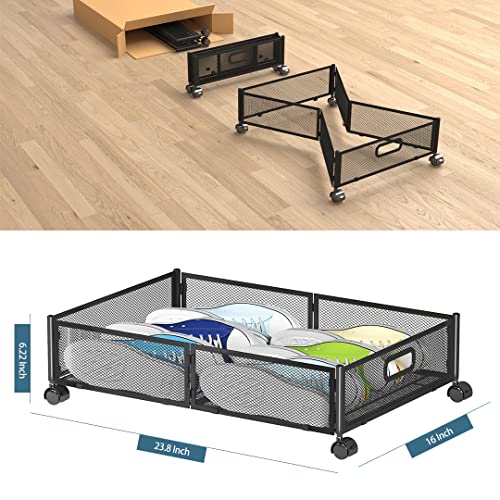 Uyokcnie Under Bed Storage Containers, Under Bed Shoe Storage With Wheels, Foldable Bedroom Storage Organization with Handles, Under Bed Storage Bins Drawer For Clothes, Blankets And Shoes, Bedding