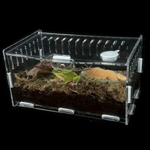 magnetic acrylic reptile cage,transparent enclosure reptile breeding box,breeding box terrarium tank suitable for tarantulas,lizards,chameleons,hermit crabs,snakes,insect,turtle（8x5x4 inch）