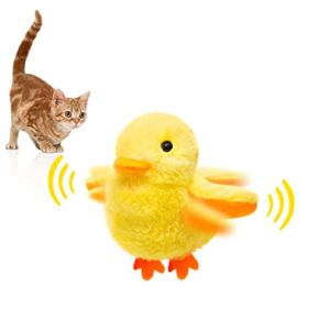 petdroid interactive cat toys for indoor cats, rechargeable touch activated duck cat squeaking catnip toy for cats/kittens, plush cat exercise toys (interactive duck cat toy)