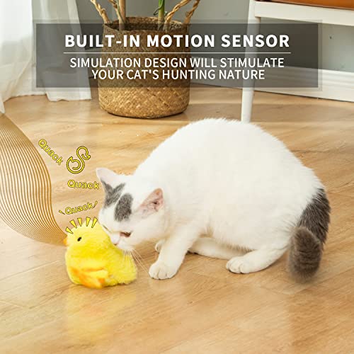 PetDroid Interactive Cat Toys for Indoor Cats, Rechargeable Touch Activated Duck Cat Squeaking Catnip Toy for Cats/Kittens, Plush Cat Exercise Toys (Interactive Duck Cat Toy)