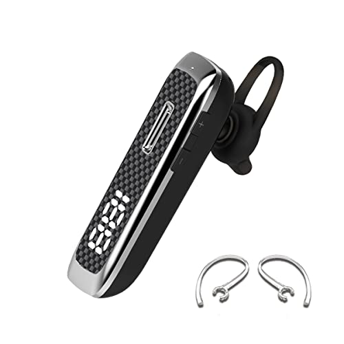 HZDJS Bleutooth earpiece Bluetooth earpiece for Cell Phone Bluetooth Headset with Ear Hook Digital Display Style Bluetooth v5.2 for Business/Office/Dviring/Sporting, Black