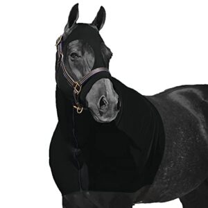 resistance horse hood slinky lycra zippered mane braid shoulder guard (small, black)