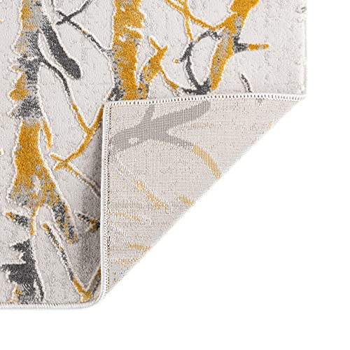 Rugs.com Finsbury Collection Rug – 5' 3 x 8' Yellow and Gray Medium Rug Perfect for Living Rooms, Large Dining Rooms, Open Floorplans