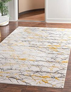 rugs.com finsbury collection rug – 5' 3 x 8' yellow and gray medium rug perfect for living rooms, large dining rooms, open floorplans