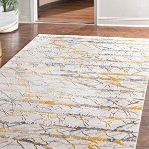 Rugs.com Finsbury Collection Rug – 5' 3 x 8' Yellow and Gray Medium Rug Perfect for Living Rooms, Large Dining Rooms, Open Floorplans