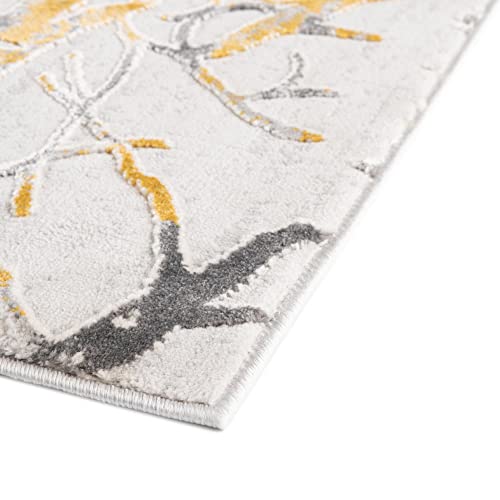 Rugs.com Finsbury Collection Rug – 5' 3 x 8' Yellow and Gray Medium Rug Perfect for Living Rooms, Large Dining Rooms, Open Floorplans