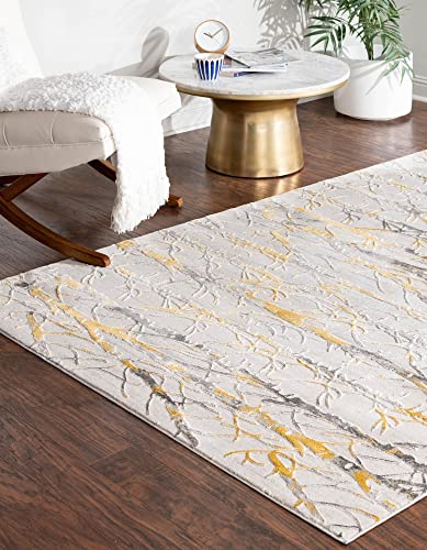 Rugs.com Finsbury Collection Rug – 5' 3 x 8' Yellow and Gray Medium Rug Perfect for Living Rooms, Large Dining Rooms, Open Floorplans