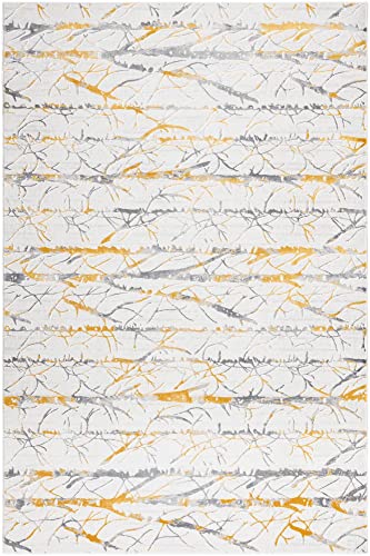 Rugs.com Finsbury Collection Rug – 5' 3 x 8' Yellow and Gray Medium Rug Perfect for Living Rooms, Large Dining Rooms, Open Floorplans