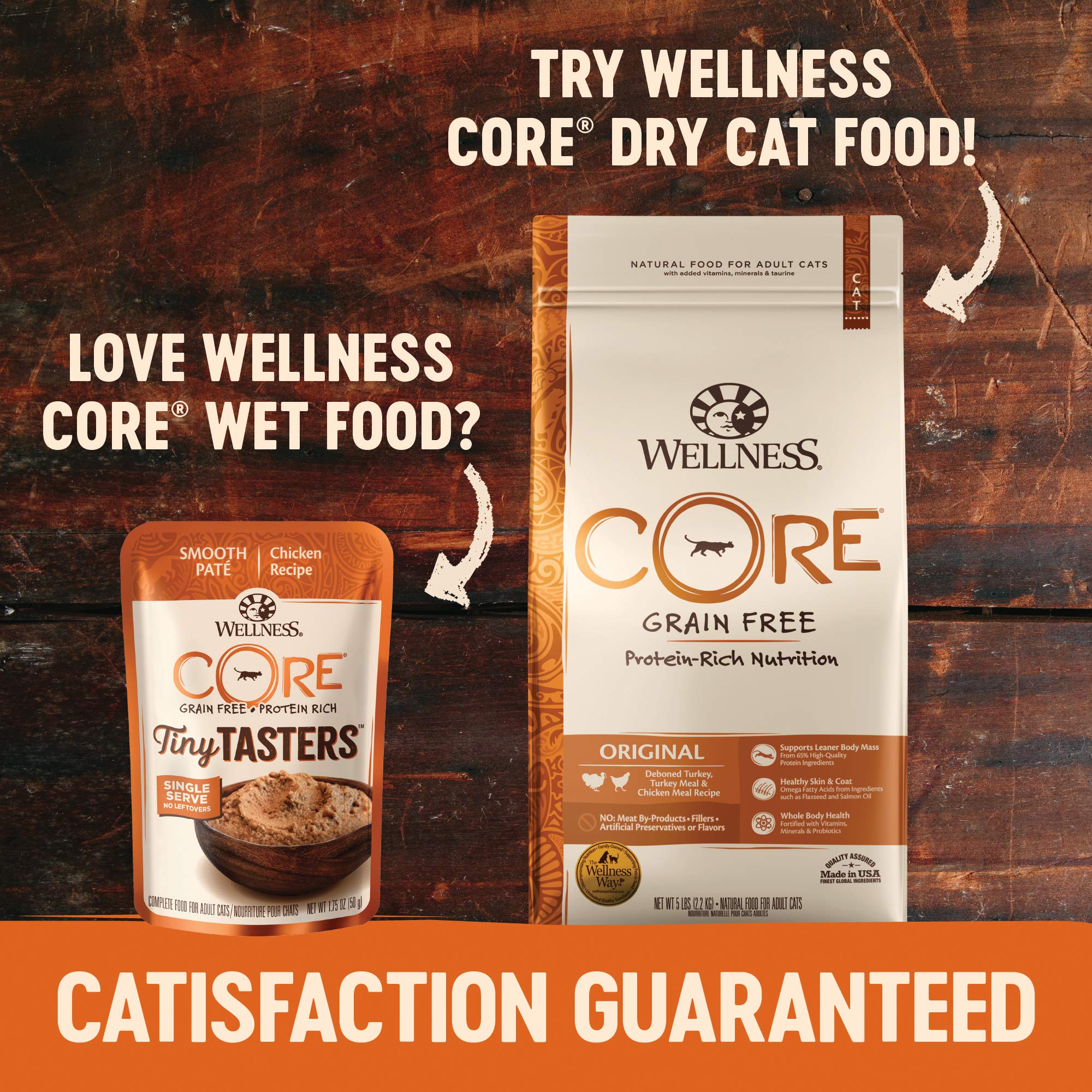 Wellness CORE Tiny Tasters Wet Cat Food, Complete & Balanced Natural Pet Food, Made with Real Meat, 1.75-Ounce Pouch, 12 Pack (Adult Cat, Tuna & Salmon Pate)