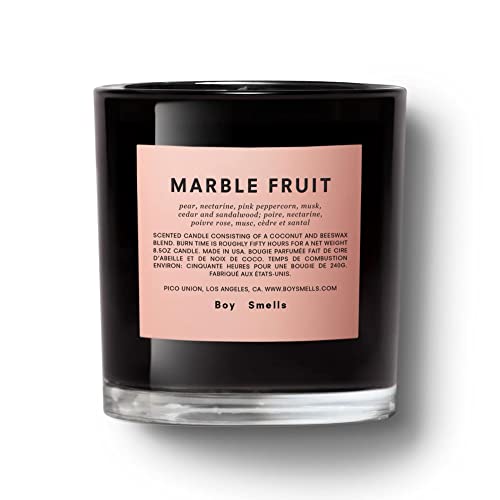 Marble Fruit Standard Boy Smells Candle | Approximately 50 Hour Long Burn | All Natural Coconut & Beeswax Blend | Luxury Scented Candles for Home (8.5 oz)