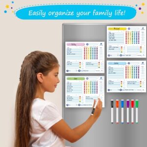 4-Pack Chore Chart for Kids Multiple Kids Included! Family Reward Chart, Responsibility Chart for Kids, Dry Erase Chore Chart for Multiple Kids, Magnetic Responsibility Chart for Kids - Simply Magic