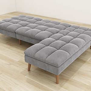 Gold Sparrow Bovey Convertible Sofa Bed Sectional, Fog