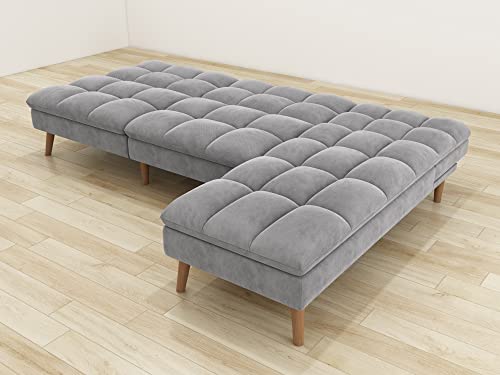 Gold Sparrow Bovey Convertible Sofa Bed Sectional, Fog