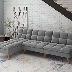 Gold Sparrow Bovey Convertible Sofa Bed Sectional, Fog