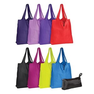 oxford reusable grocery, 8 pack of checkout, machine washable, large 16" x 17" usable bag space, assorted colours (30004), asst