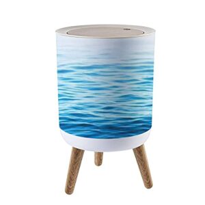 lgcznwdfhtz small trash can with lid for bathroom kitchen office diaper blue sea water bedroom garbage trash bin dog proof waste basket cute decorative
