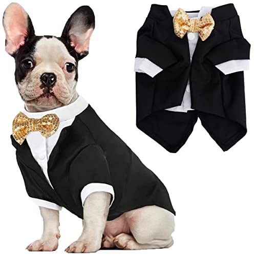 Dog Tuxedo, Formal Dog Clothes Shirt Costume Wedding Attire Party Bow Tie Suit, Dog Outfit for Small Medium Large Dogs Cats, Halloween Pet Costumes Birthday Puppy Clothing Christmas Apparel (XXL)