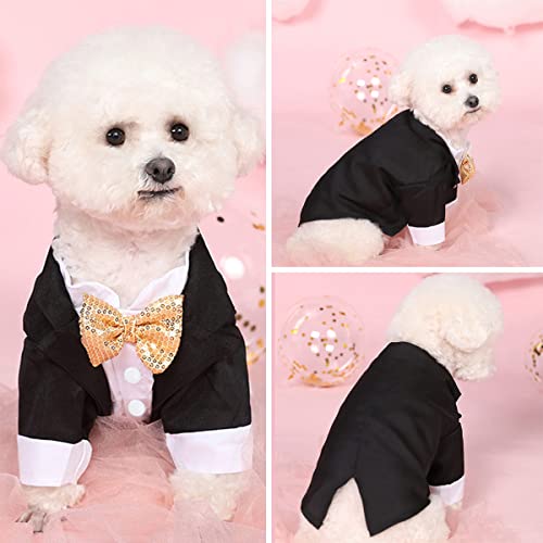 Dog Tuxedo, Formal Dog Clothes Shirt Costume Wedding Attire Party Bow Tie Suit, Dog Outfit for Small Medium Large Dogs Cats, Halloween Pet Costumes Birthday Puppy Clothing Christmas Apparel (XXL)