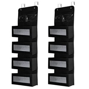 2 pack over door hanging organizer, boczif 5-shelf wall mount storage with 4 large pocket and mesh clear window, closet door organizer for bathroom,pantry,closet,dorm,toys,kitchen, cosmetics (2-black)
