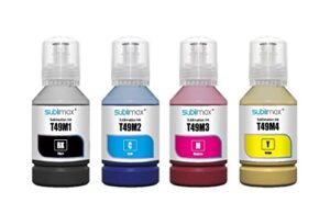 sublimax sublimation ink t49m for epson f170 and f570 printer, cyan yellow magenta black
