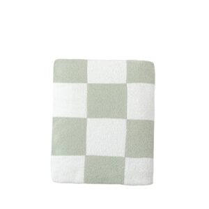ultra soft classic checkerboard chessboard knitted throw blankets lattice fluffy microfiber lightweight warm cozy bed blankets decor for couch sofa bed (sage green, 51"x63")
