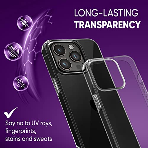 EXORO iPhone 14 Pro Max Case Clear Design with Shockproof Hard PC Back Cover and Soft TPU Protective Slim Bumper Phone Case - Non-Yellowing and Anti-Fingerprint Clear Phone Case iPhone 14 Pro Max