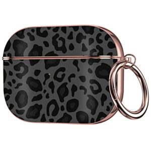 maxjoy,protective shockproof cover with keychain compatible,cute apple airpods pro case,for girls and women and men （leopard print on black）