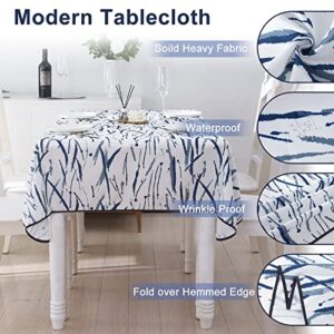 Quainess Mill Table Cloth, 60 * 84 Inch Rectangle Waterproof Tablecovers Wrinkle Resistant Fabric 6ft Table Cover,Washable Tablecloths for Party Kitchen Picnic Indoor and Outdoor Dining