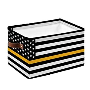 Large Capacity Storage Bins Thin Gold Line Dispatchers Dispatch Communications Officer American Flag Storage Cubes, Collapsible Storage Baskets for Organizing for Bedroom Closet Home 15x11x9.5 In