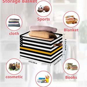 Large Capacity Storage Bins Thin Gold Line Dispatchers Dispatch Communications Officer American Flag Storage Cubes, Collapsible Storage Baskets for Organizing for Bedroom Closet Home 15x11x9.5 In