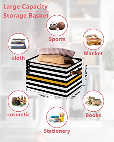 Large Capacity Storage Bins Thin Gold Line Dispatchers Dispatch Communications Officer American Flag Storage Cubes, Collapsible Storage Baskets for Organizing for Bedroom Closet Home 15x11x9.5 In