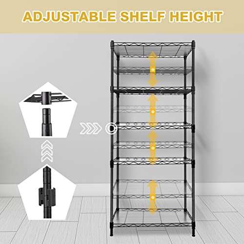 5-Tier Wire Shelving Unit and Storage, Shelves for Storage Height Adjustable Metal Wire Rack Shelving for Garage Kitchen Pantry Closet Laundry Bathroom Load 440LBS (21.5W x 11.5D x 59.5H inch)