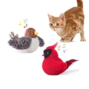 potaroma cat toys chirping birds 2 pcs with catnip silvervine, interactive cat kicker, lifelike birdie tweets, indoor kitty kitten exercise toys 4.0"