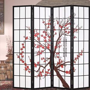 room divider 6ft folding privacy divider 4 panel portable room seperating chinese style dividers japanese screen wall divider wood divider tall freestanding partition screen, white