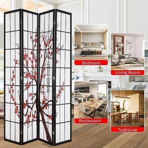 Room Divider 6Ft Folding Privacy Divider 4 Panel Portable Room Seperating Chinese Style Dividers Japanese Screen Wall Divider Wood Divider Tall Freestanding Partition Screen, White