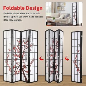 Room Divider 6Ft Folding Privacy Divider 4 Panel Portable Room Seperating Chinese Style Dividers Japanese Screen Wall Divider Wood Divider Tall Freestanding Partition Screen, White