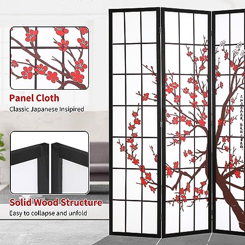 Room Divider 6Ft Folding Privacy Divider 4 Panel Portable Room Seperating Chinese Style Dividers Japanese Screen Wall Divider Wood Divider Tall Freestanding Partition Screen, White