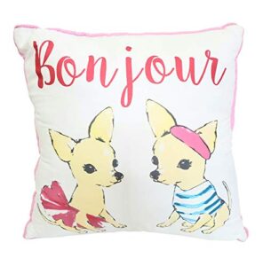 bonjour accent white pillow 16 inches by 16 inches